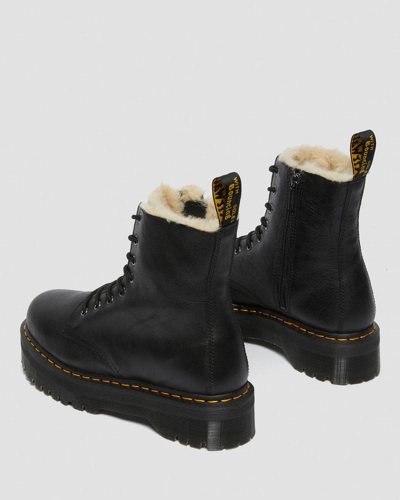 Dr Martens Jadon Læder Faux Fur Forede Platform Platform Støvler Herre Sort | DK 554TCE